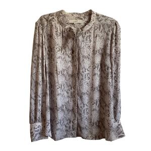 LOFT Snakeskin Print Button Up Career Work Office Blouse - Large - NEW